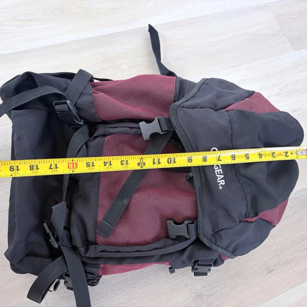 CW Gear Hiking Backpack Black Burgundy Padded Waist Belt Outdoor Rucksack